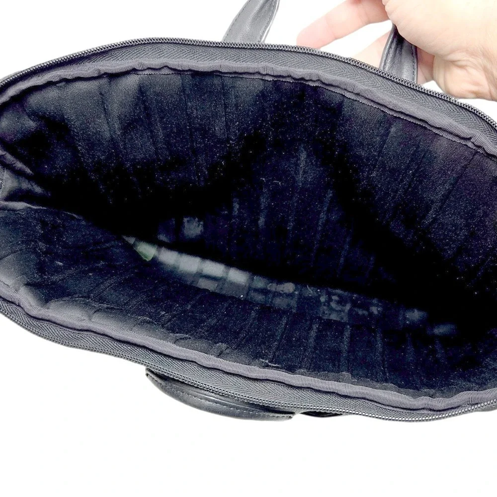 Tumi Slim Briefcase Black Leather‎ Business Padded Work Bag Portfolio Office GD